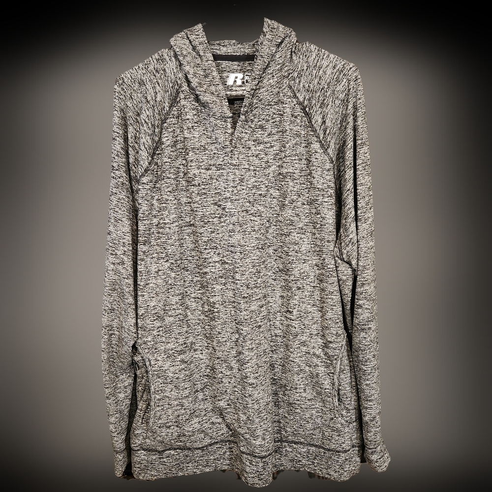 Russell 360 Lightweight Long Sleeve Hooded T - Heather Grey - Men's Extra Large